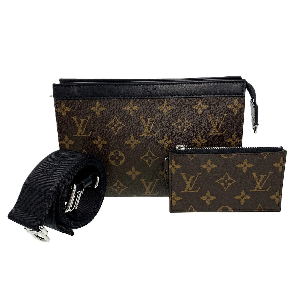 LOUIS VUITTON Gaston Wearable Wallet Shoulder Bag Monogram Macassar Brown Black